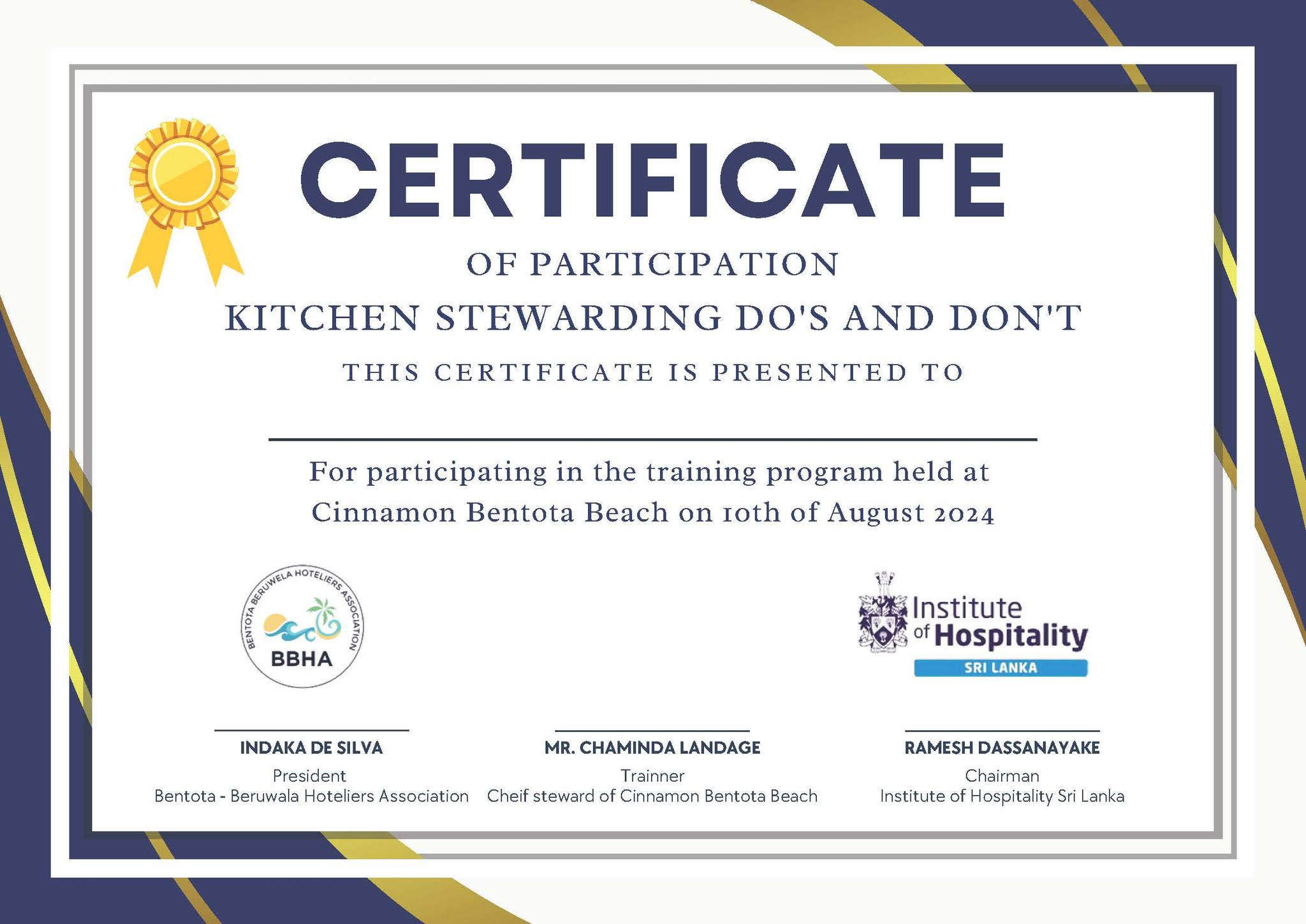 Kitchen Stewarding Workshop -AUGUST 2024 at Cinnamon Bentota Beach photo 5