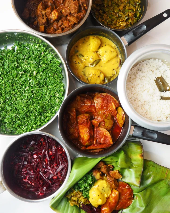 Traditional Sri Lankan rice and curry